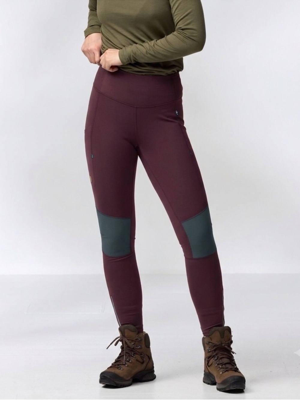 Fjallraven Abisko Varm Trekking Leggings Size Medium Burgundy Post Iron
